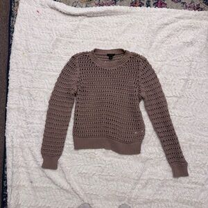 Halogen loose knit Women's Taupe Sweater cotton cozy classic layering  medium